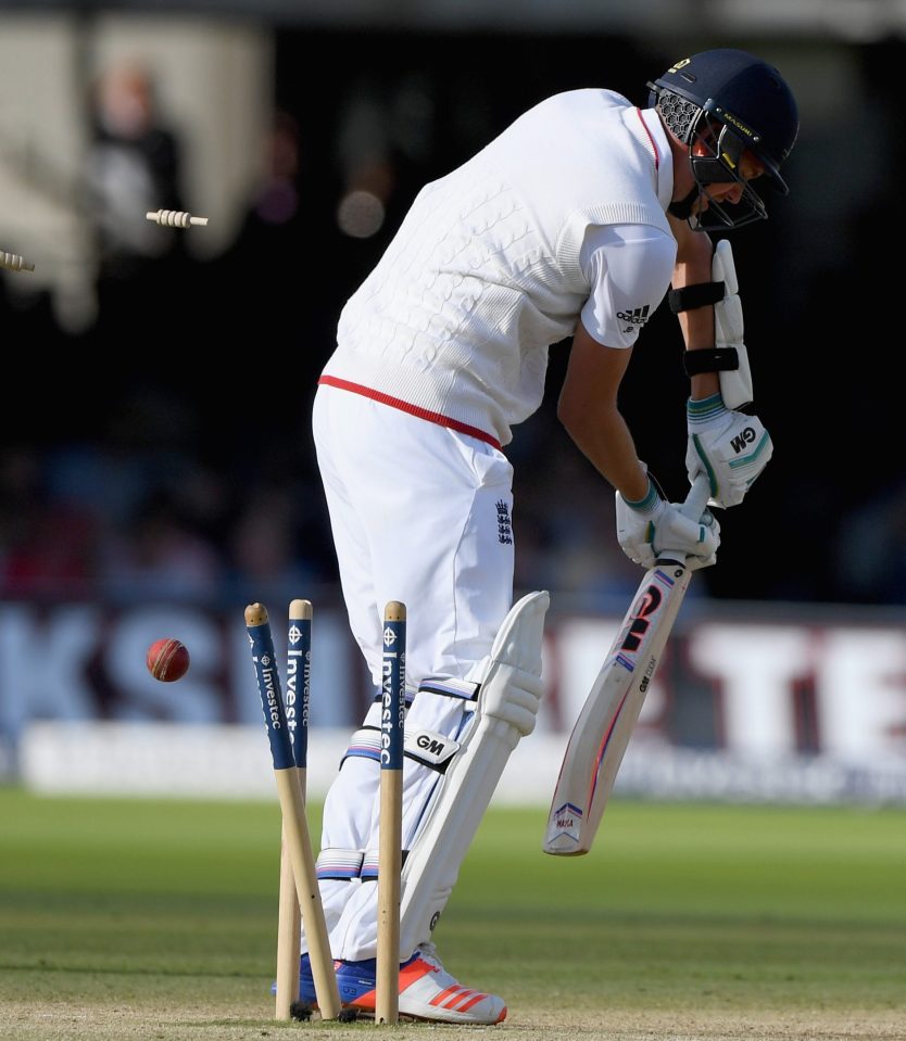 Jake Ball is bowled as England crumble to defeat after fragile batting in their second innings