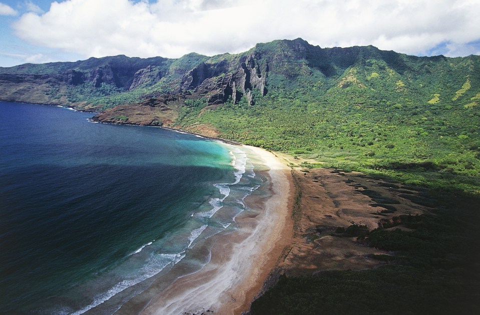 Beach of Aakapa bay, Nuku Hiva, Marquesas islands