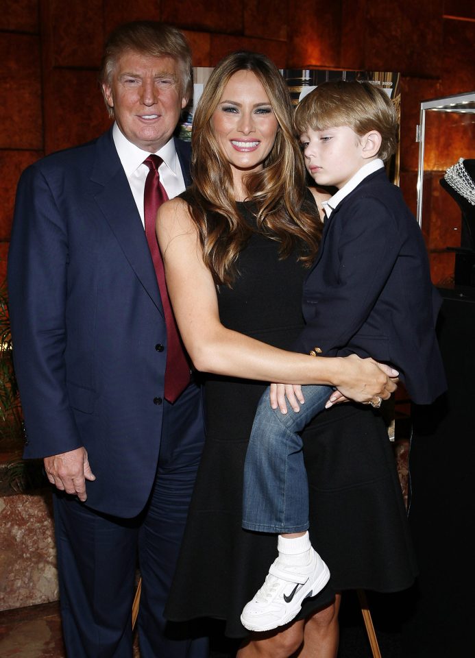 Melania with husband Donald and son Barron