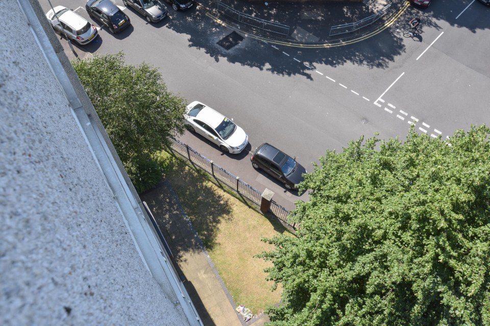 The view from the seventh floor where an young girl fell to her death 