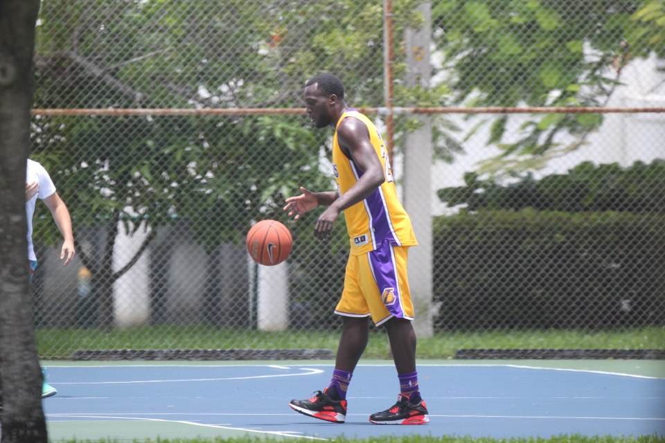 Belgian shows off his skills with a basketball