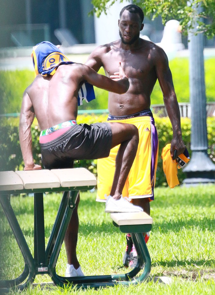 Lukaku was pictured with Paul Pogba in a Miami park