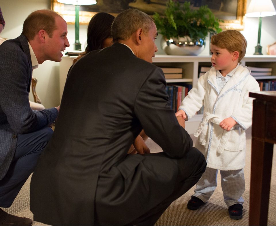 Prince George donned a similar design to meet the Obamas