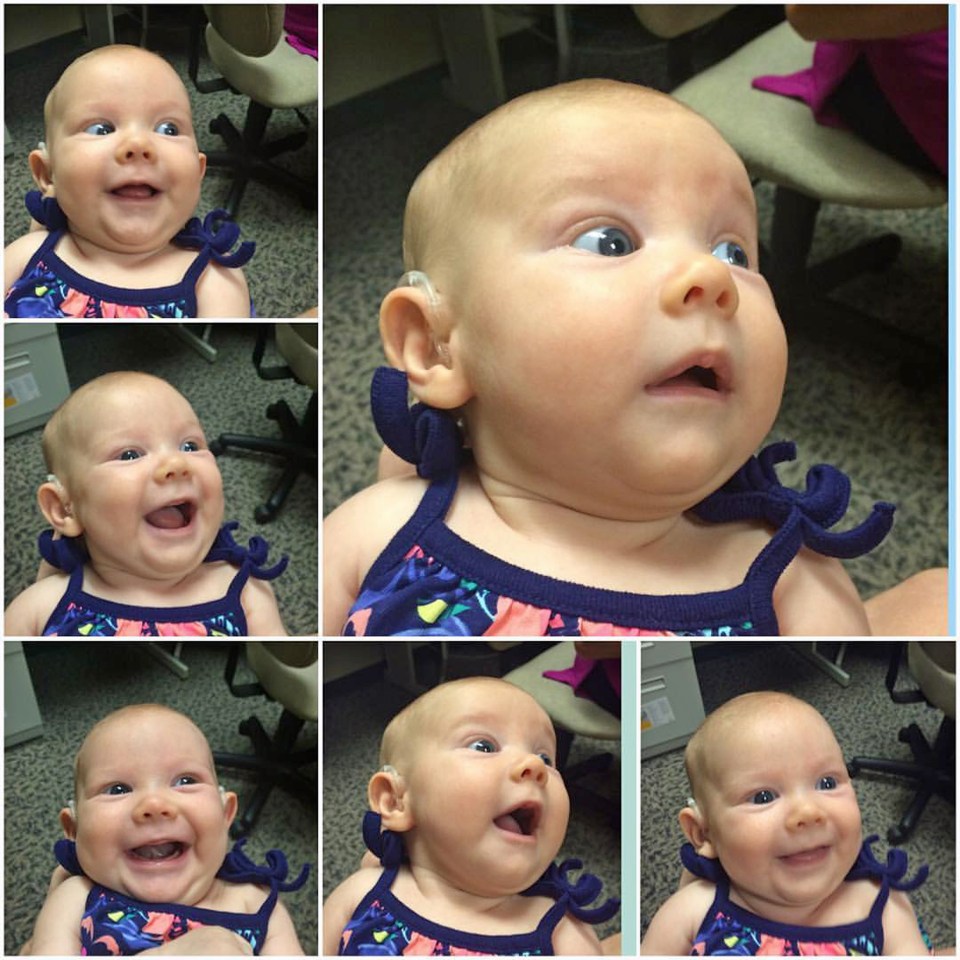 Mum Sarah Jo continued to photograph Annabelles expressions and made an adorable collage of her changing face