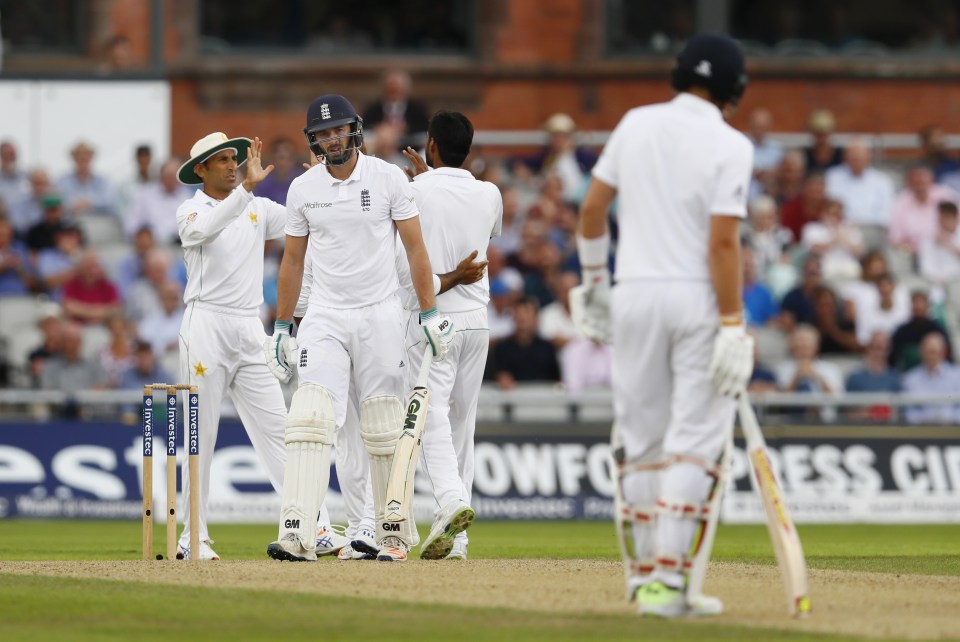  England's James Vince looks dejected after being dismissed by Rahat Ali for 18