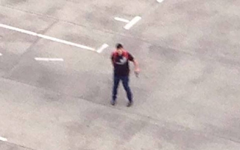  Sonboly was pictured on the roof of a car park and appeared to be limping during his rampage