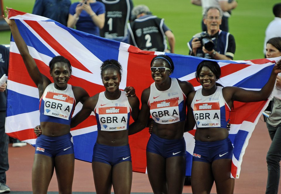 Britain after winning the 4X100m relay women