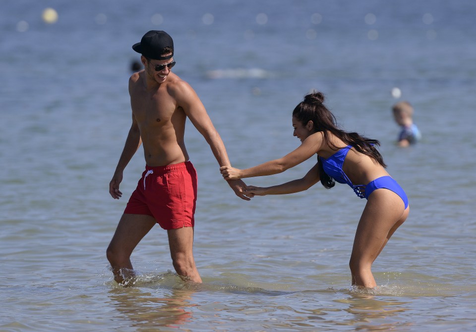 The Love Island runners up had lots of fun in the sea 