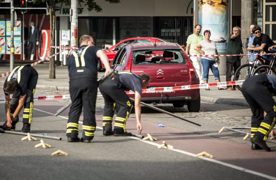  Witnesses said the suspect ran towards police with the knife during the terrifying incident