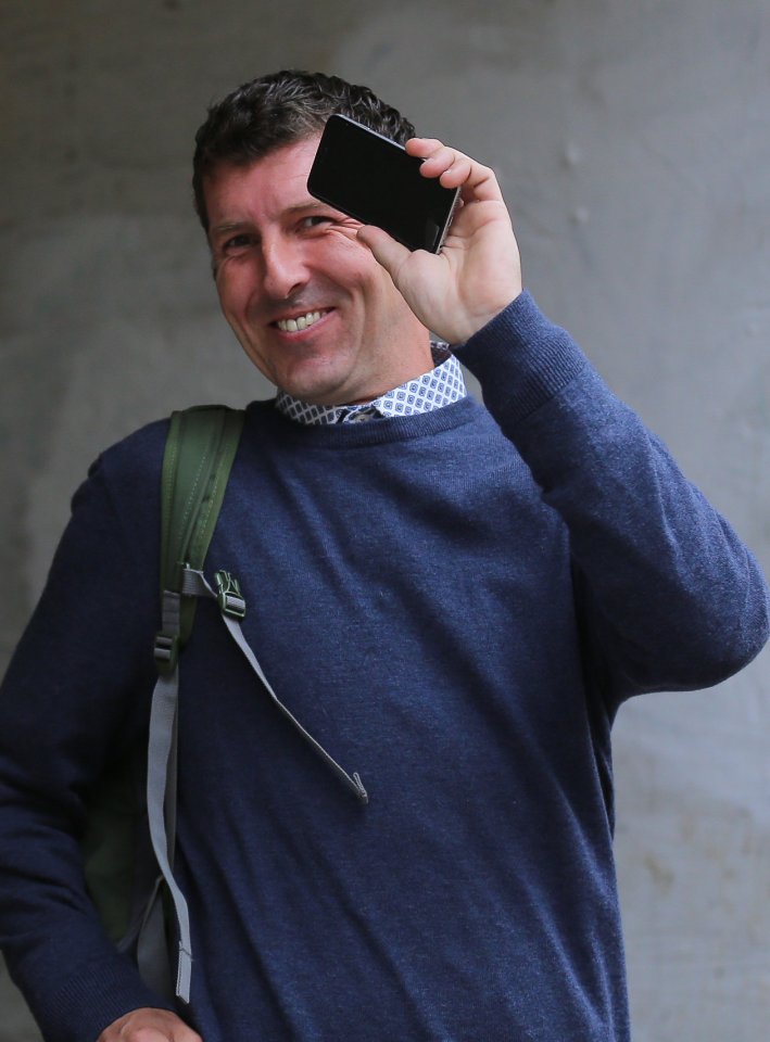 Steven Burke, 43, of Scarborough, leaves York Crown court today July 25 2016. The labourer who blew £28K on drugs, booze and designer clothes with money he received by mistake from his employer, was seen grinning as he left Crown Court. 