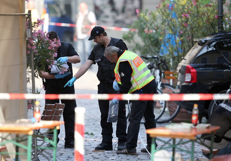 German police investigates at the site in Ansbach