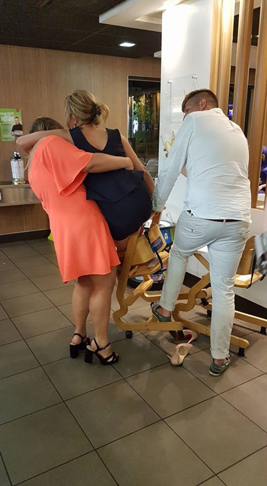  A woman was so drunk she managed to get stuck in a McDonald's highchair