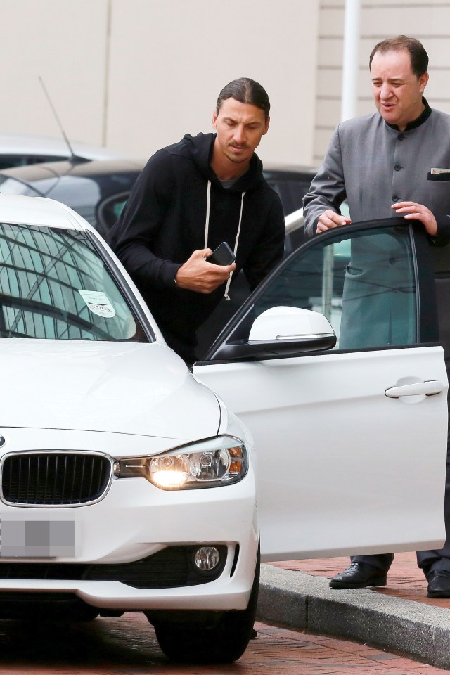  Zlatan had earlier left for training in a large white BMW