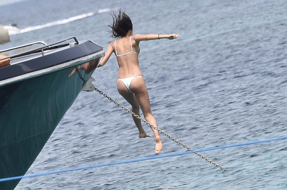 EXCLUSIVE ALL ROUNDER ***ALL FEES MUST BE AGREED***POOLED WITH XPOSURE*** Irina Shayk and Bradley Cooper enjoy each other company on a yacht in Sardinia.