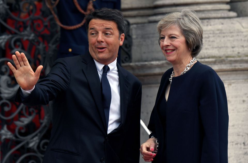  Italian PM Matteo Renzi told Theresa May it is important for Britain and Italy to have a good relationship post-Brexit