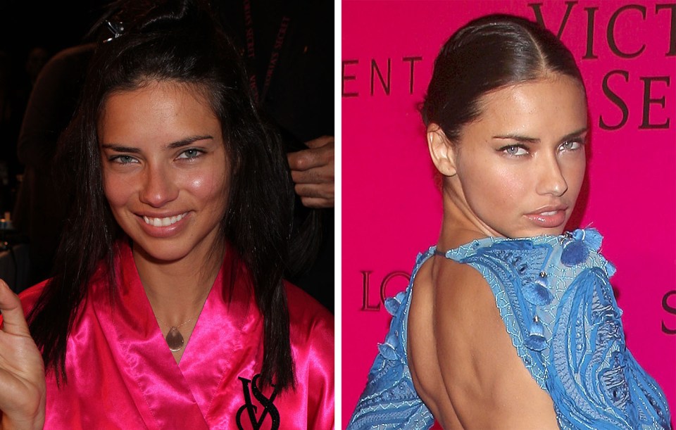 Adriana Lima smiles sweetly as she's slap-free