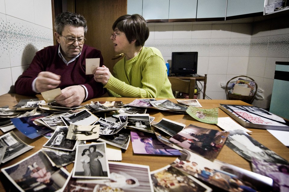 Senior couple with husband effected by Alzheimer's disease - real people