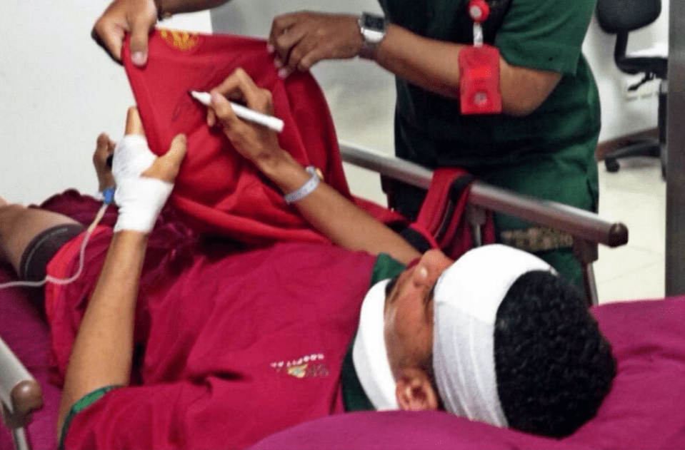  Chris Smalling pictured in hospital in Bali