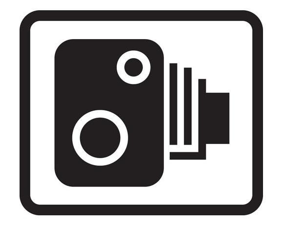 This symbol indicates that the surrounding area utilises cameras to enforce traffic regulations