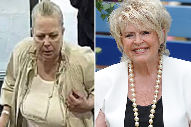  Spot the difference: Cops are hunting the alleged fraudster (left) who pretended to be Rip Off Britain star Gloria Hunniford (right)