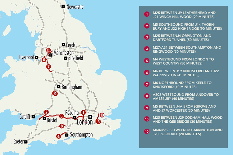  Predicted travel times for today issued before the bridge disaster