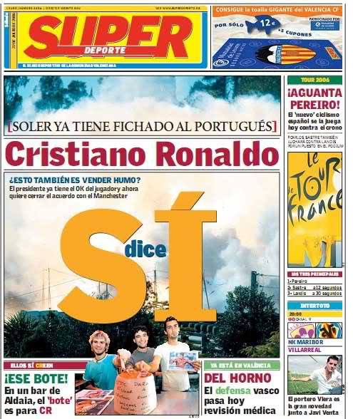 Local Valencia newspaper claims Cristiano Ronaldo had agreed to join club