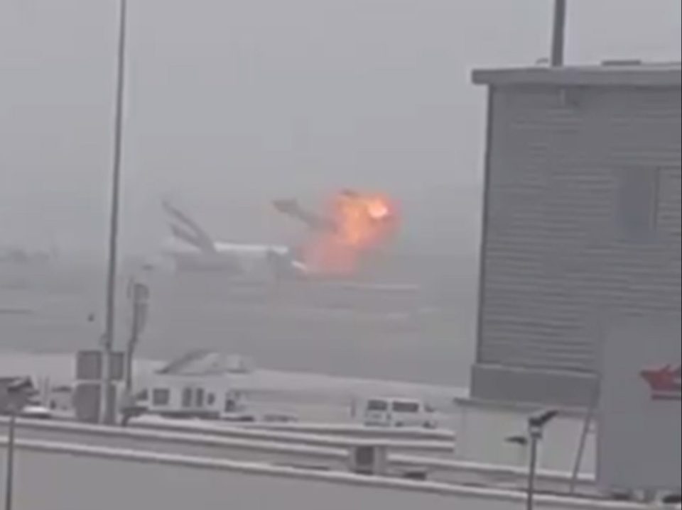  Horrifying images show the plane explode in a fireball after it came to rest on the runway following the crash