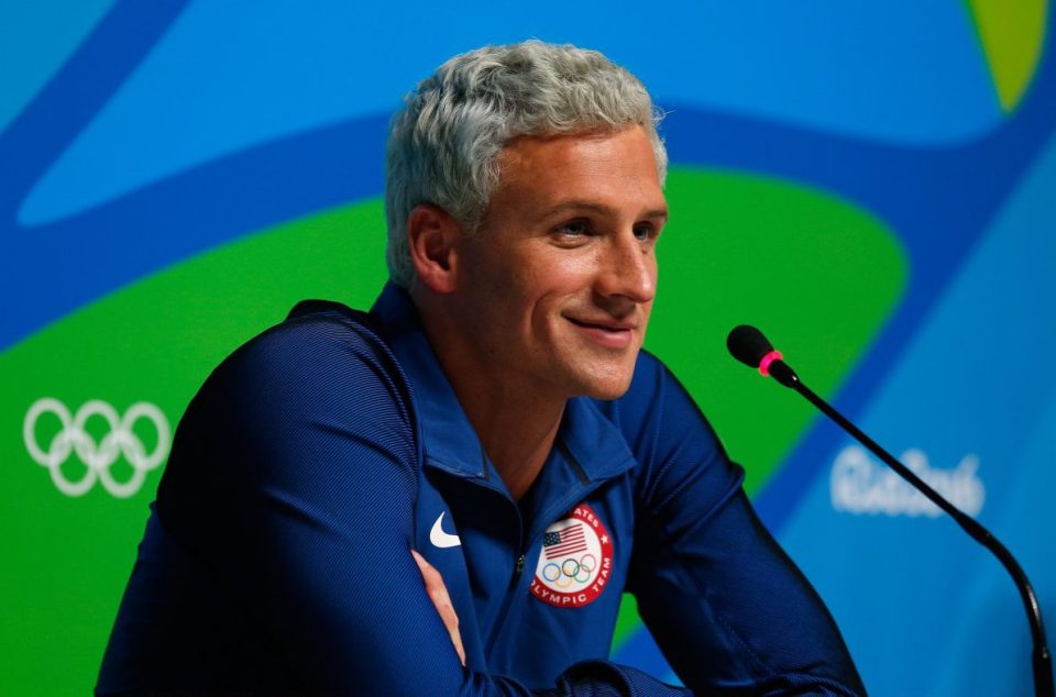 RIO DE JANEIRO, BRAZIL - AUGUST 12: Ryan Lochte of the United States attends a press conference in the Main Press Center on Day 7 of the Rio Olympics on August 12, 2016 in Rio de Janeiro, Brazil. (Photo by Matt Hazlett/Getty Images)