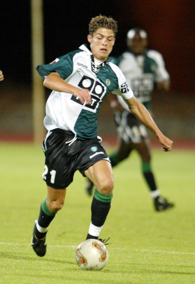 Cristiano Ronaldo of Sporting Lisbon in action on July 10, 2002 in Lisbon, Portugal. (Photo by VI Images via Getty Images)