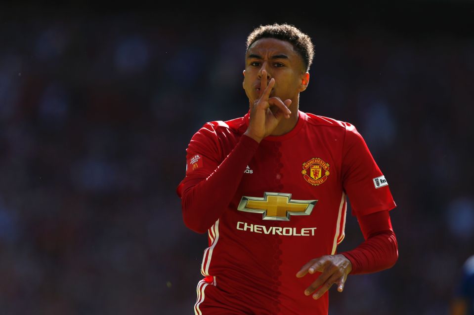 Manchester United's English midfielder Jesse Lingard celebrates scoring the opening goal during the FA Community Shield football match between Manchester United and Leicester City at Wembley Stadium in London on August 7, 2016. / AFP / Ian Kington / NOT FOR MARKETING OR ADVERTISING USE / RESTRICTED TO EDITORIAL USE (Photo credit should read IAN KINGTON/AFP/Getty Images)