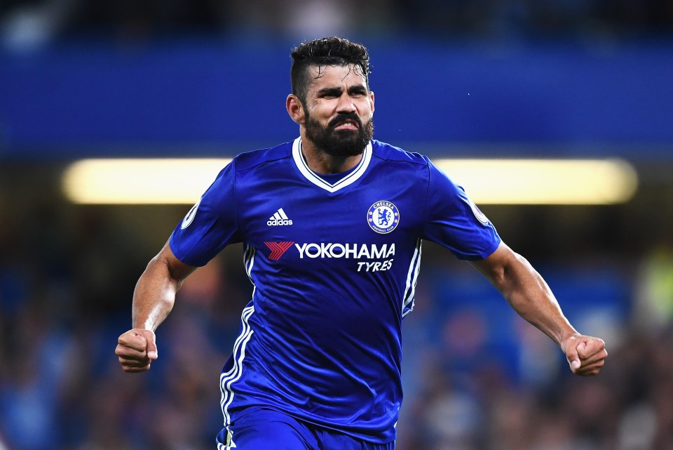 LONDON, ENGLAND - AUGUST 15: Diego Costa of Chelsea celebrates scoring his team's second goal during the Premier League match between Chelsea and West Ham United at Stamford Bridge on August 15, 2016 in London, England. (Photo by Michael Regan/Getty Images)