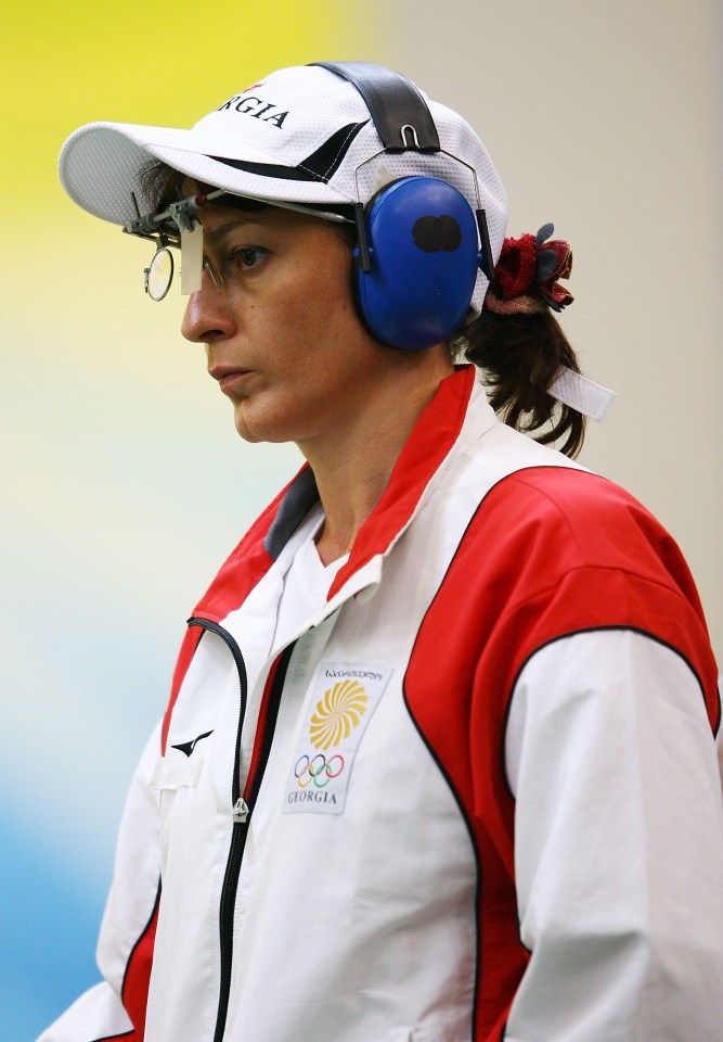 Nino Salukvadze looks focused during competition in Beijing eight years ago