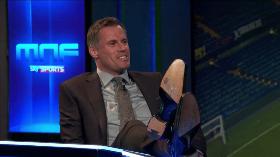 Jamie Carragher put his feet up to enjoy Neville being asked tough questions