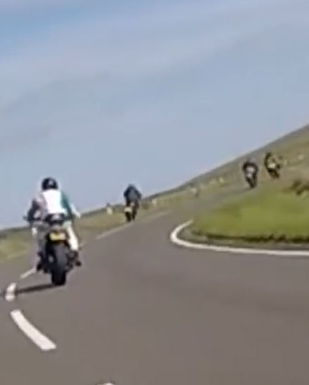 The two bikes can be seen driving at each other head on