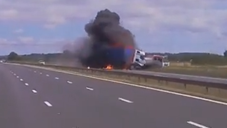  The driver had to be pulled from the the crushed lorry but only suffered minor injuries