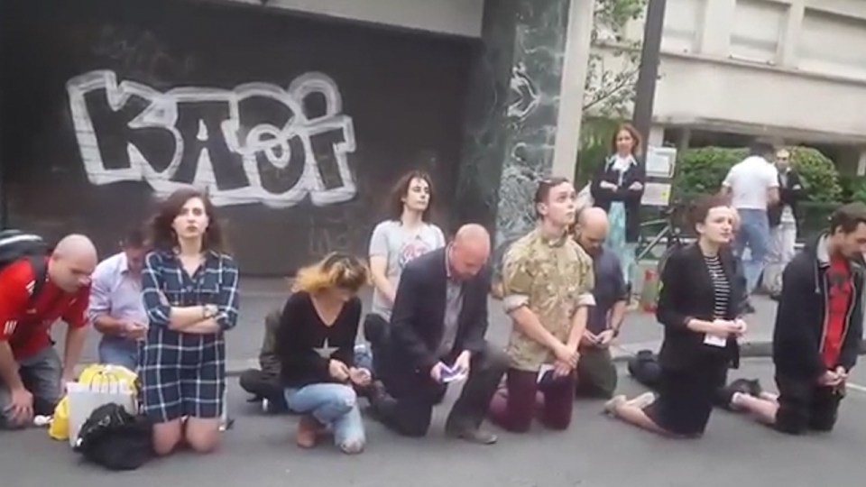 The group had been praying peacefully before the attack, with the group of a dozen people kneeling on the street