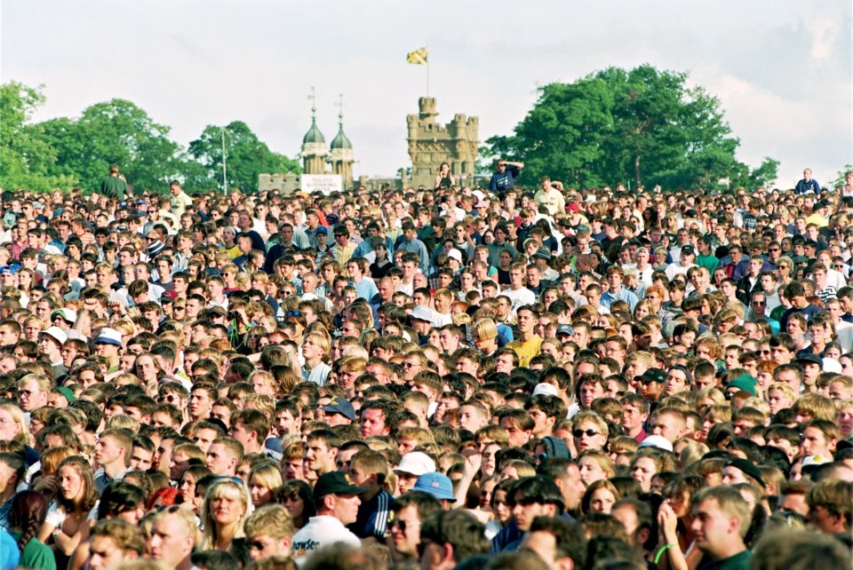 Happy faces in the crowd at Knebworth