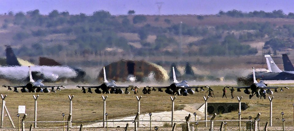 A recent report warned that the airbase, pictured, would not necessarily be able to be secured from terrorists in nearby Syria