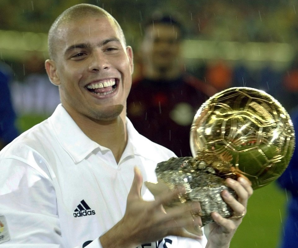 Ronaldo poses with the Golden Ball after being named European Footballer of the Year