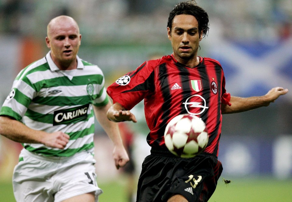 Alessandro Nesta shields the ball from Celtics John Hartson during a Champions League clash