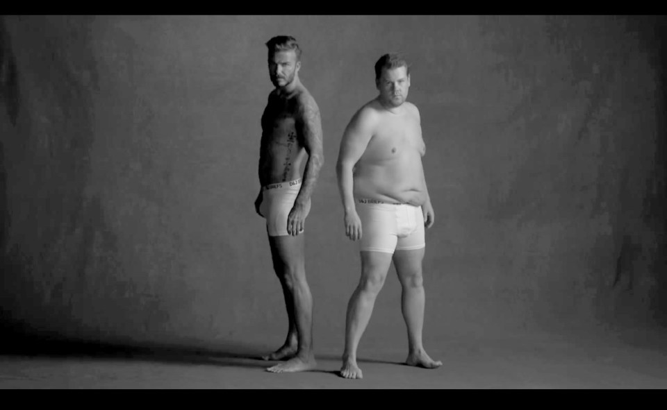  James roped in close friend David Beckham for a spoof underwear video last year