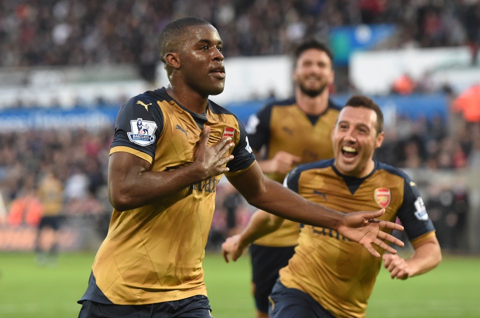 Campbell celebrates scoring against Swansea last season