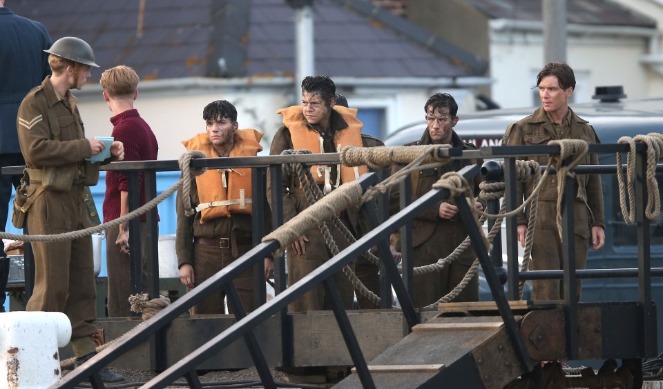 Harry Styles and Cillian Murphy shoot scenes for "Dunkirk" in Weymouth Harbour