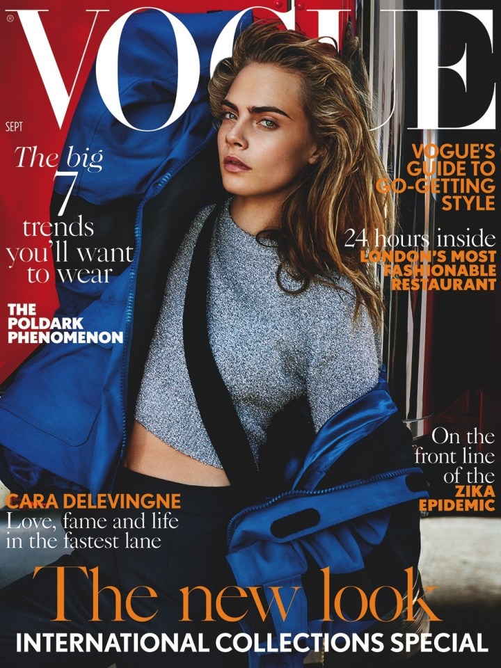  Cara surprised fans when she gave up modelling last year having graced fashion magazines since she was just 10 years old - but she is still on the front page of Vogue's September issue