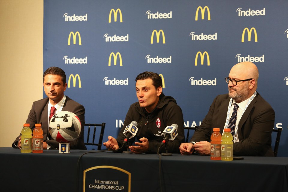 IMAGE DISTRIBUTED FOR INTERNATIONAL CHAMPIONS CUP - AC Milan head coach Vincenzo Montella addresses the media after Liverpool FC defeated AC Milan 2-0 during the International Champions Cup on Saturday, July 30, 2016, at Levi's Stadium in Santa Clara, Calif. (Tomas Ovalle/AP Images for International Champions Cup)