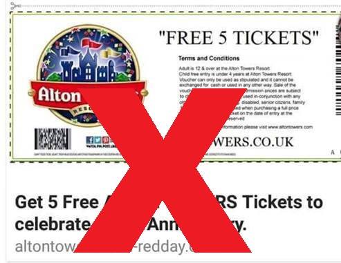 Alton Towers' warned people to avoid the scam with this post on its Facebook page