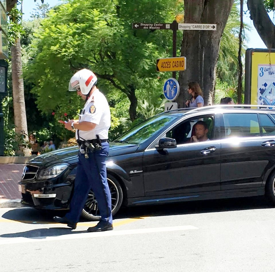 Jenson Button was pulled over by a traffic cop in Monaco earlier today