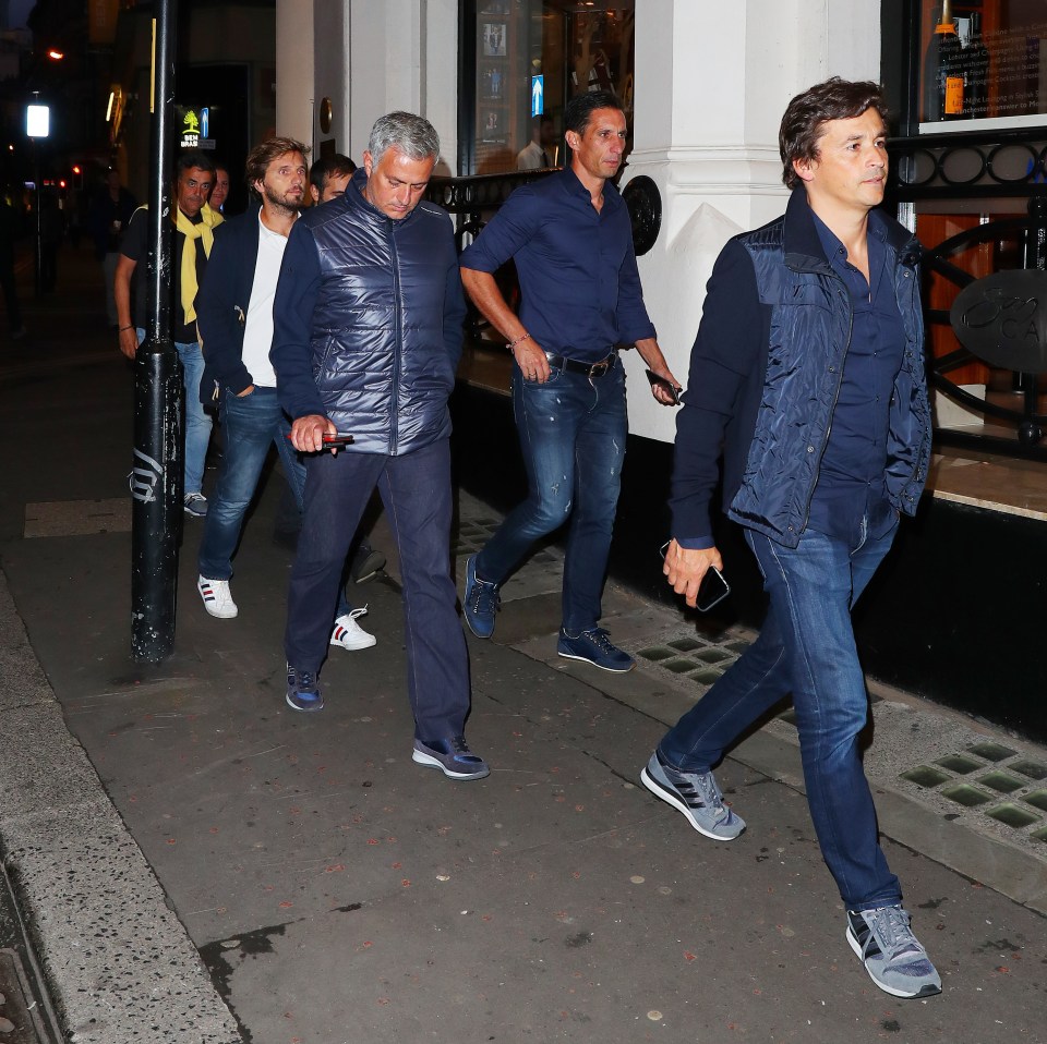  Manchester United boss Jose Mourinho leaves San Carlo with coaching staff