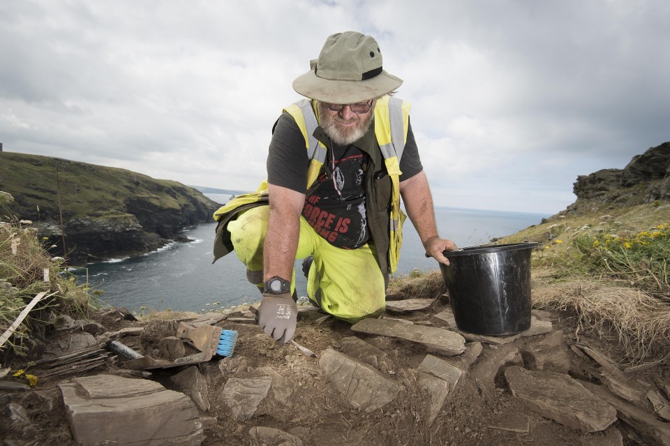 Ryan Smith hard at work trying to unearth the castle walls