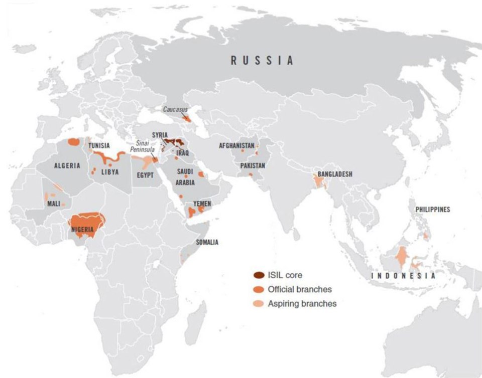 An ISIS Heat Map, released by the National Counterterrorism Centre